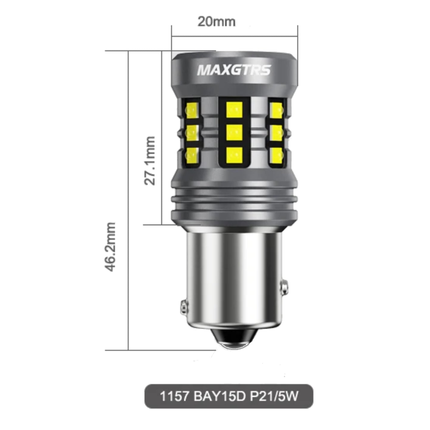 Brake, Tail & Reversing LED Super Bright Light Bulb 80W BAY15D -1157 - White