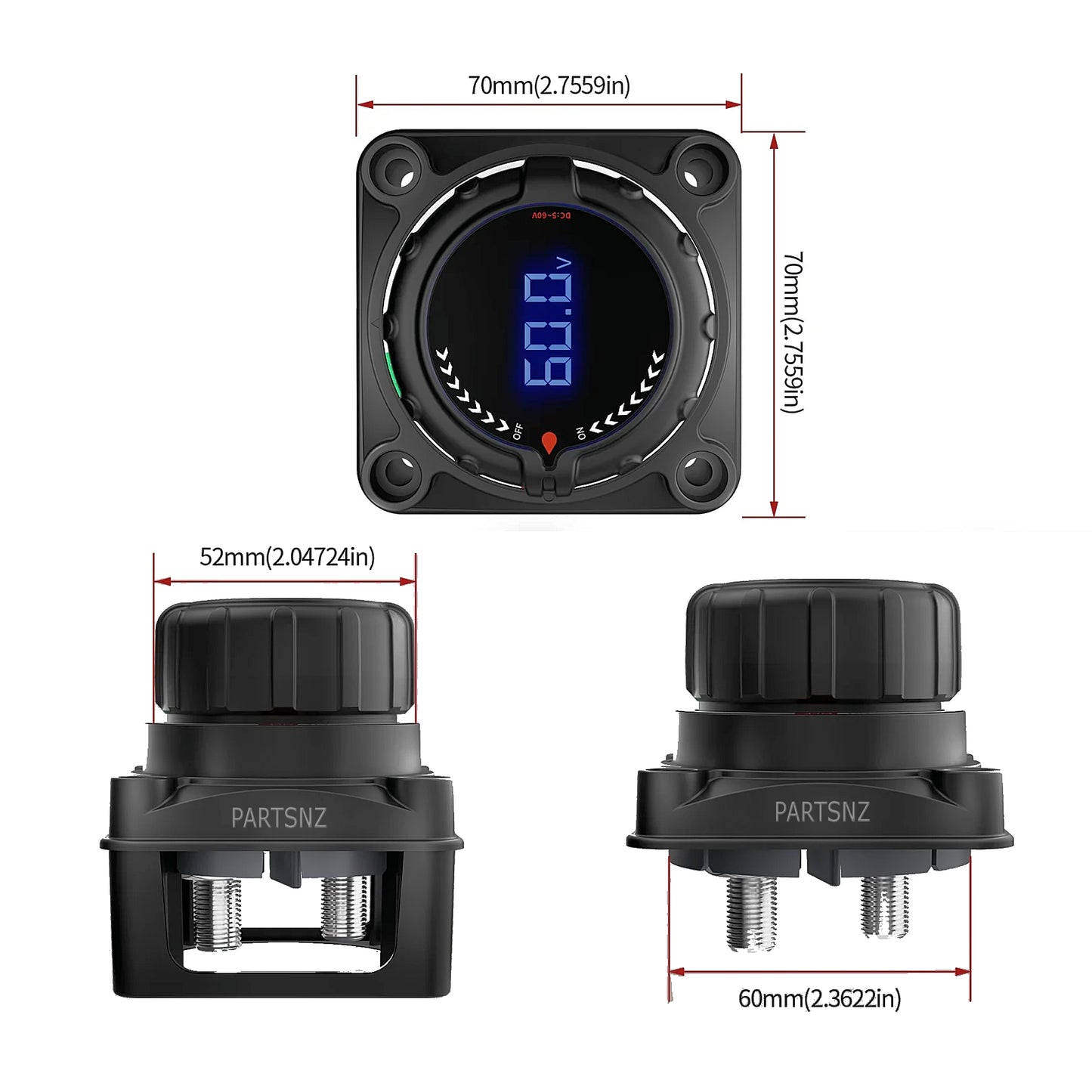 Battery Disconnect Switch With Digital Voltage Display