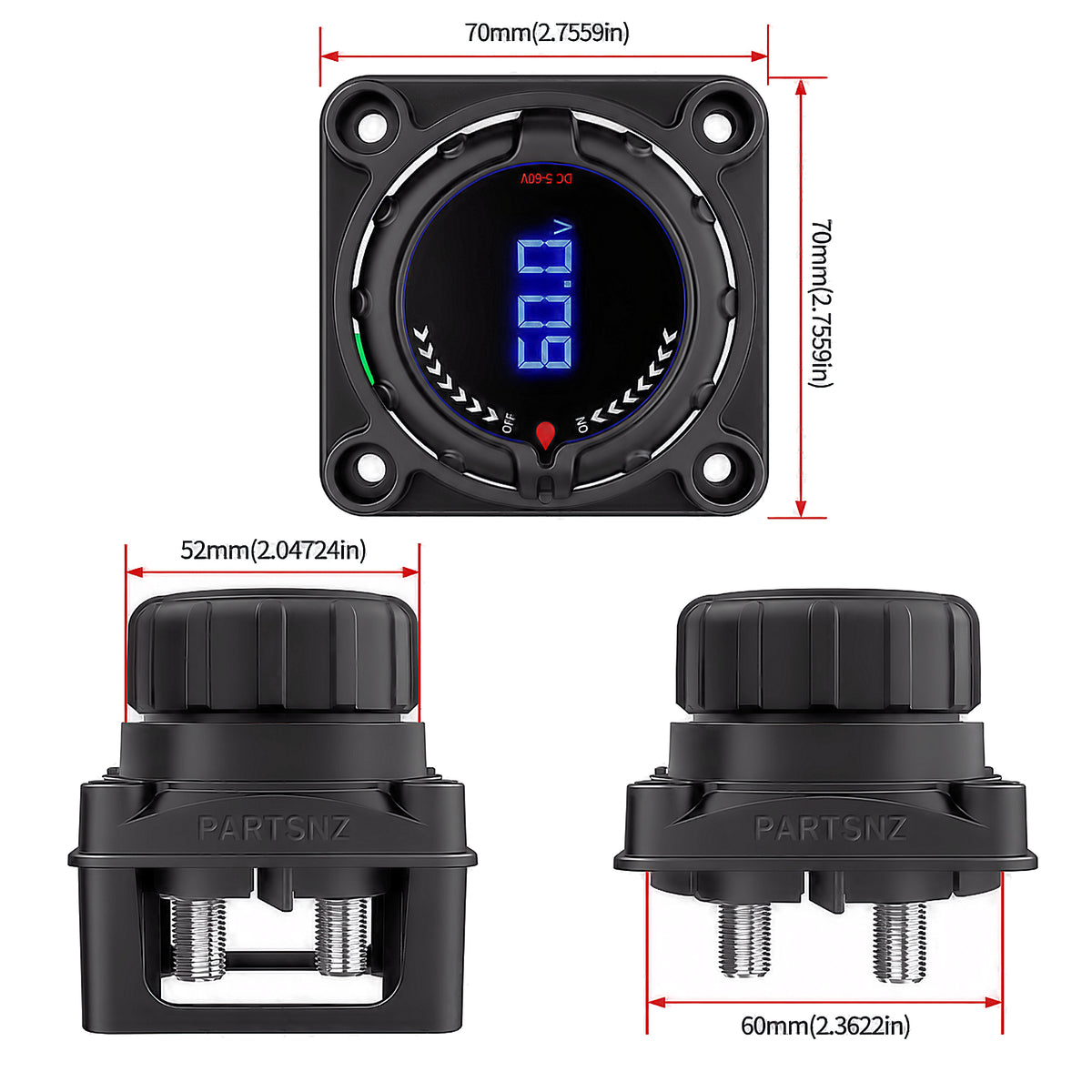 Battery Disconnect Switch With Digital Voltage Display