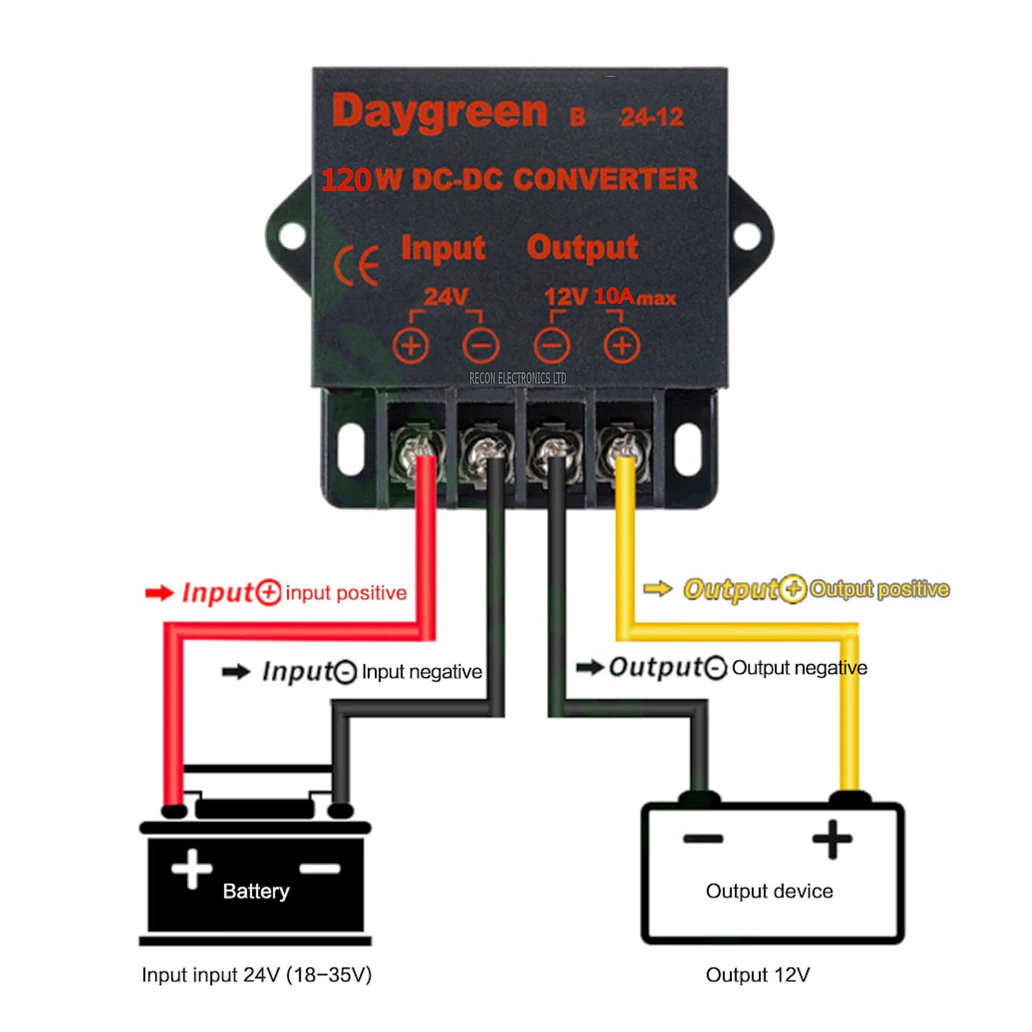 Converter 120 w - 10 amp - 24 Volt DC Down To 12 Volt DC