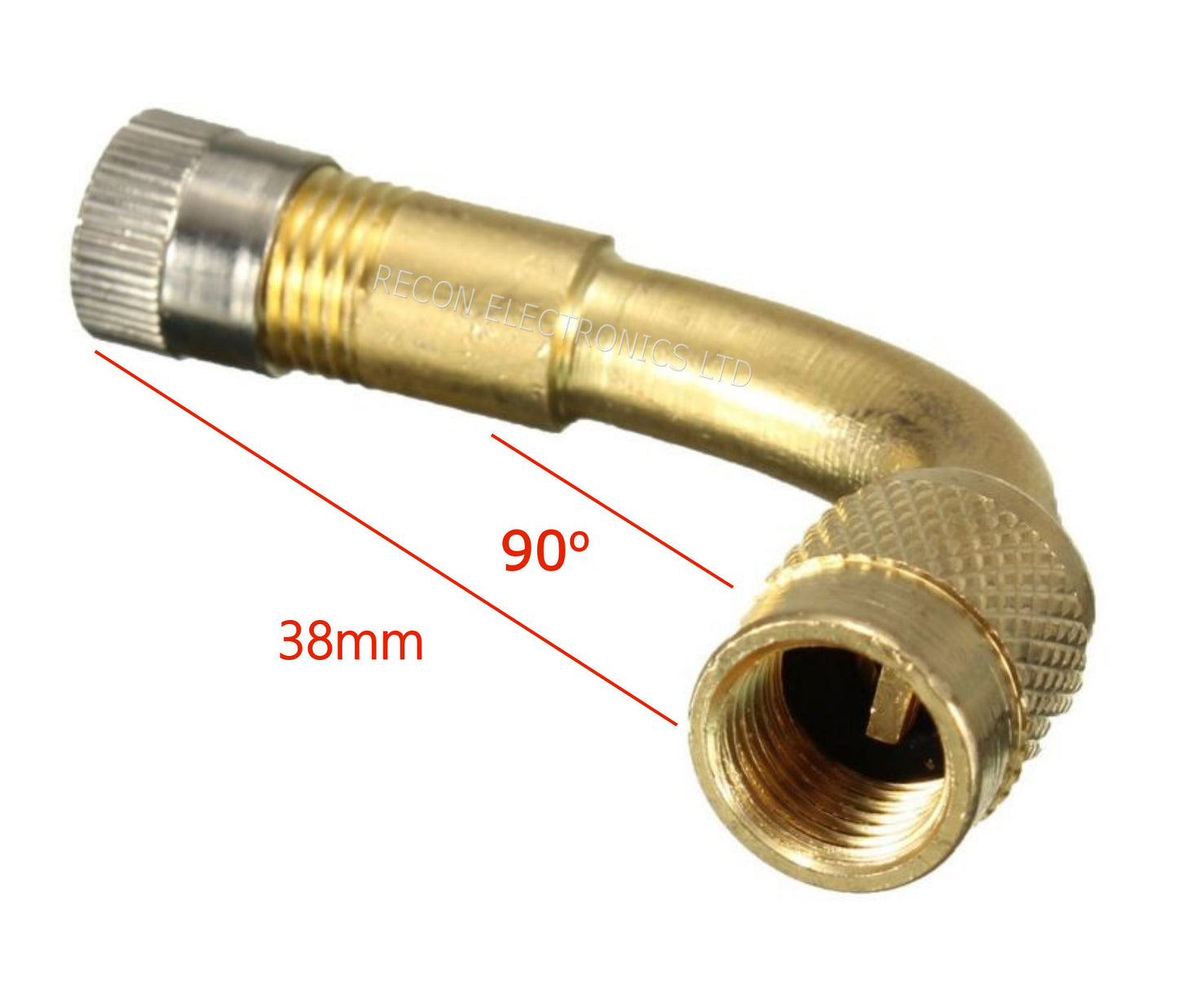 Tyre Tube Valve Stem 90° Extension Adapter & Cap - Universal