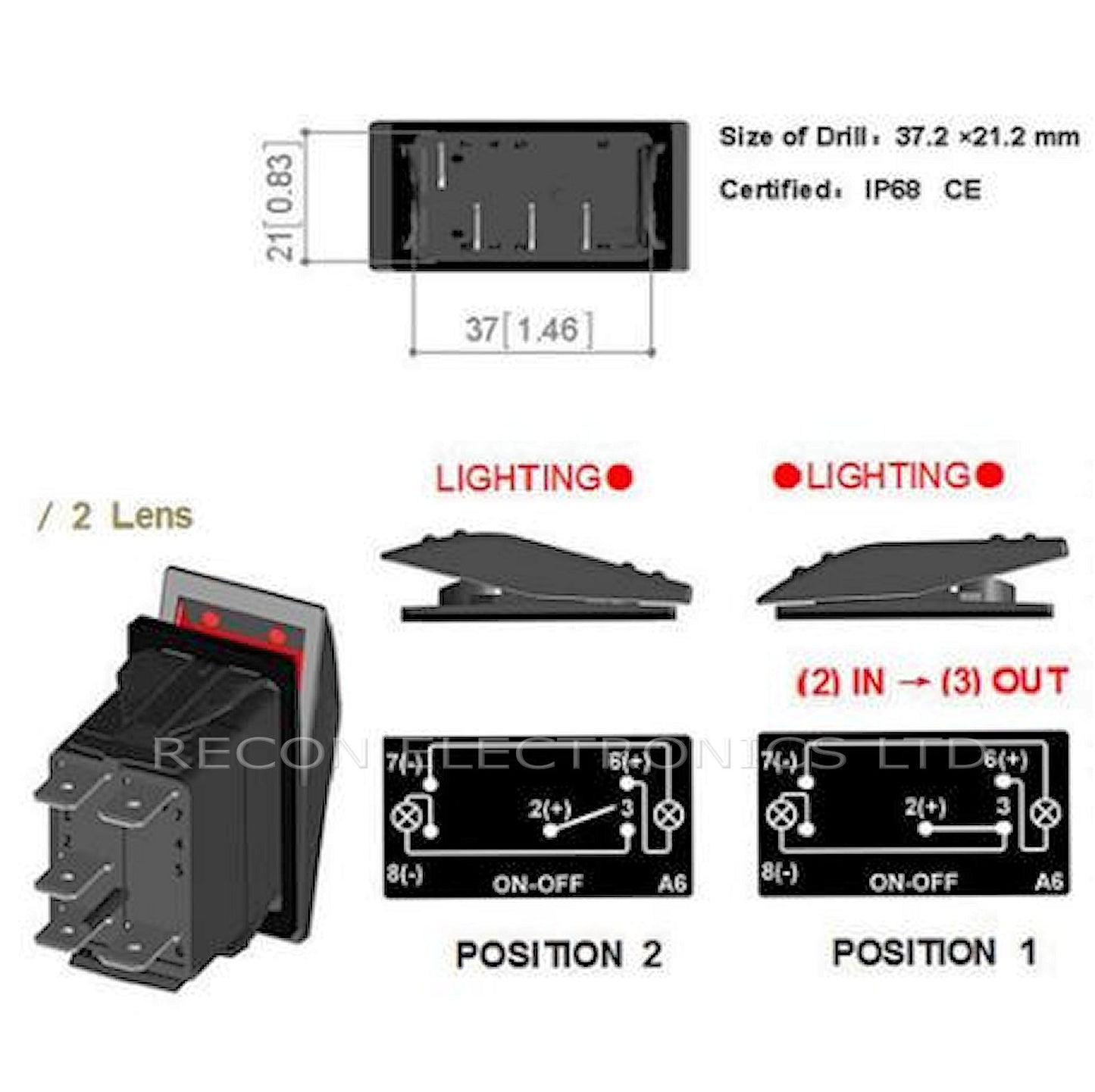 Spot Light Switch With LED Illumination - 12v - 24v