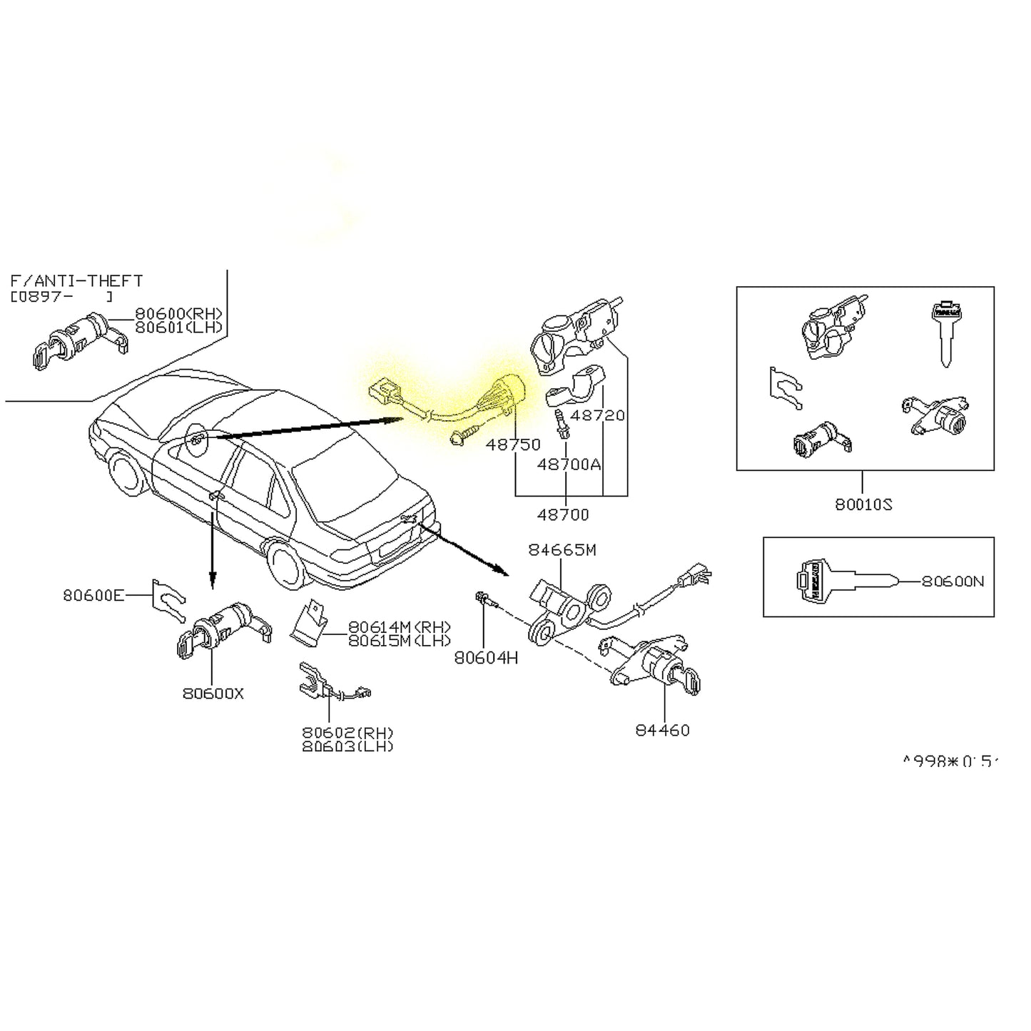 Nissan Ignition Barrel Key Lock Starter Switch