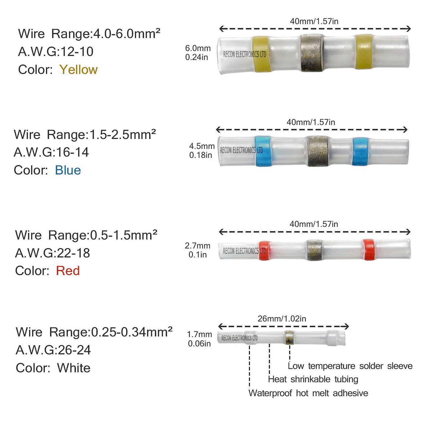Heat Shrink Waterproof Pre-Soldered Connectors