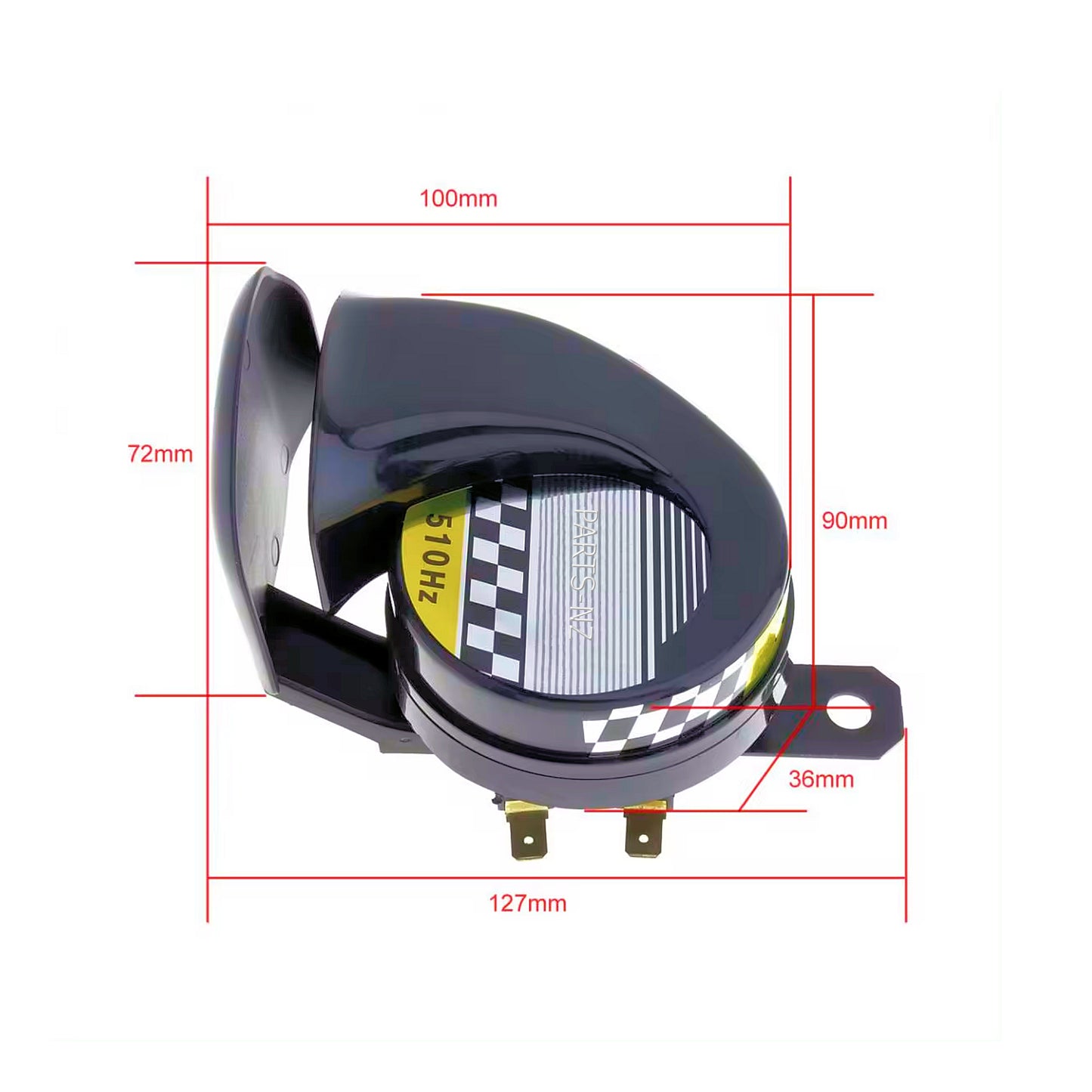 Horn Assembly 12 volts 510Hz - 130dB Loud - Universal Fit