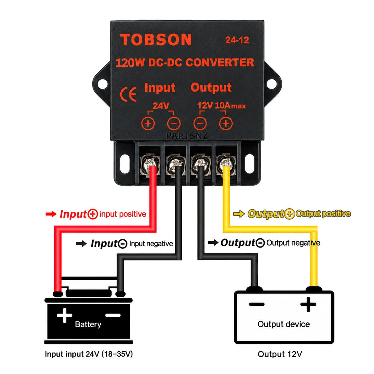 Converter 120 w - 10 amp - 24 Volt DC Down To 12 Volt DC