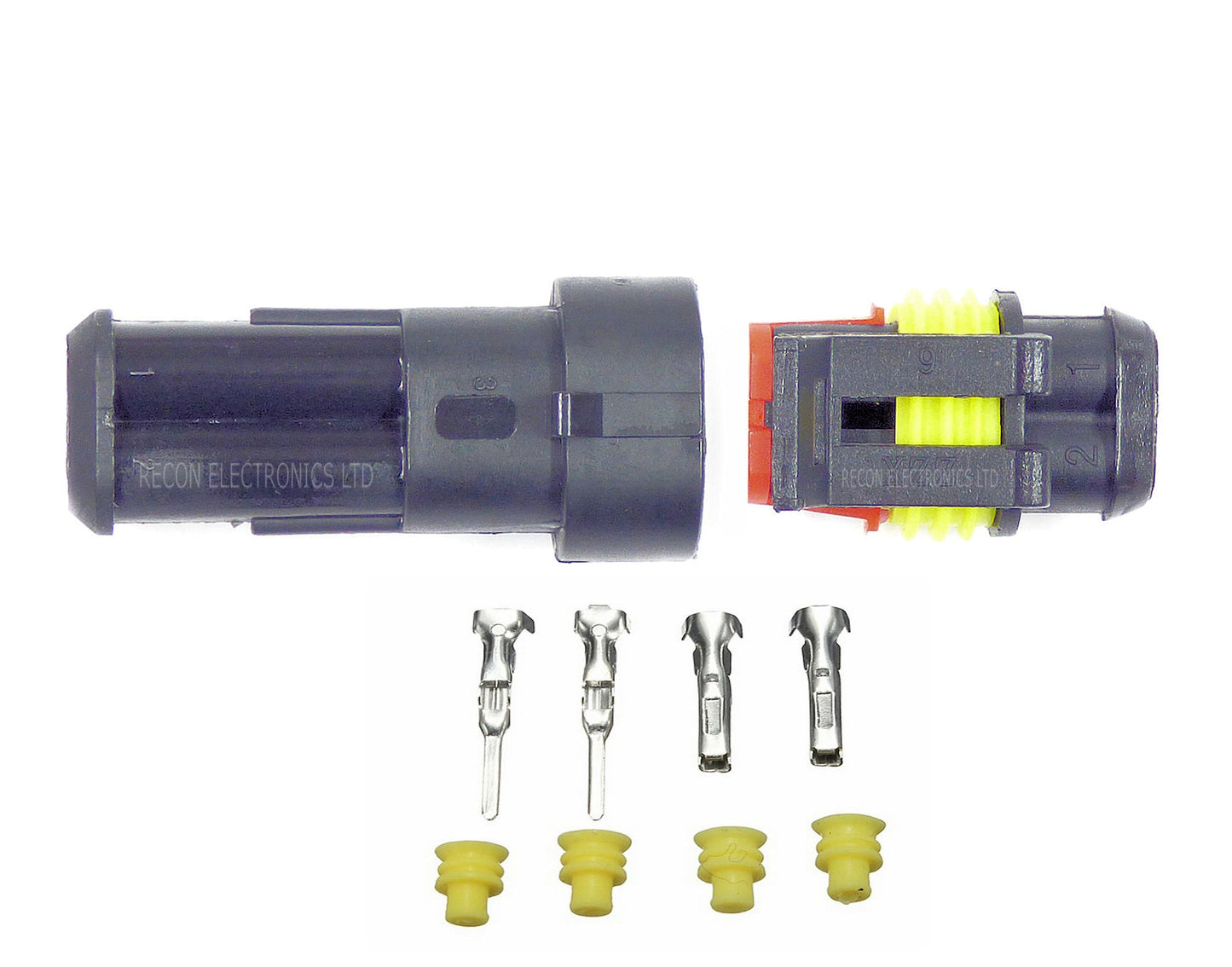 Auto Electrical 2 Pin Dust & Weatherproof Male & Female Plug
