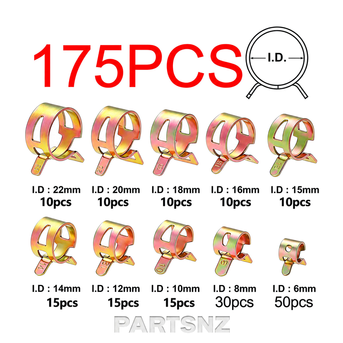 Hose Spring Clamps 175 Piece Assortment Q673B