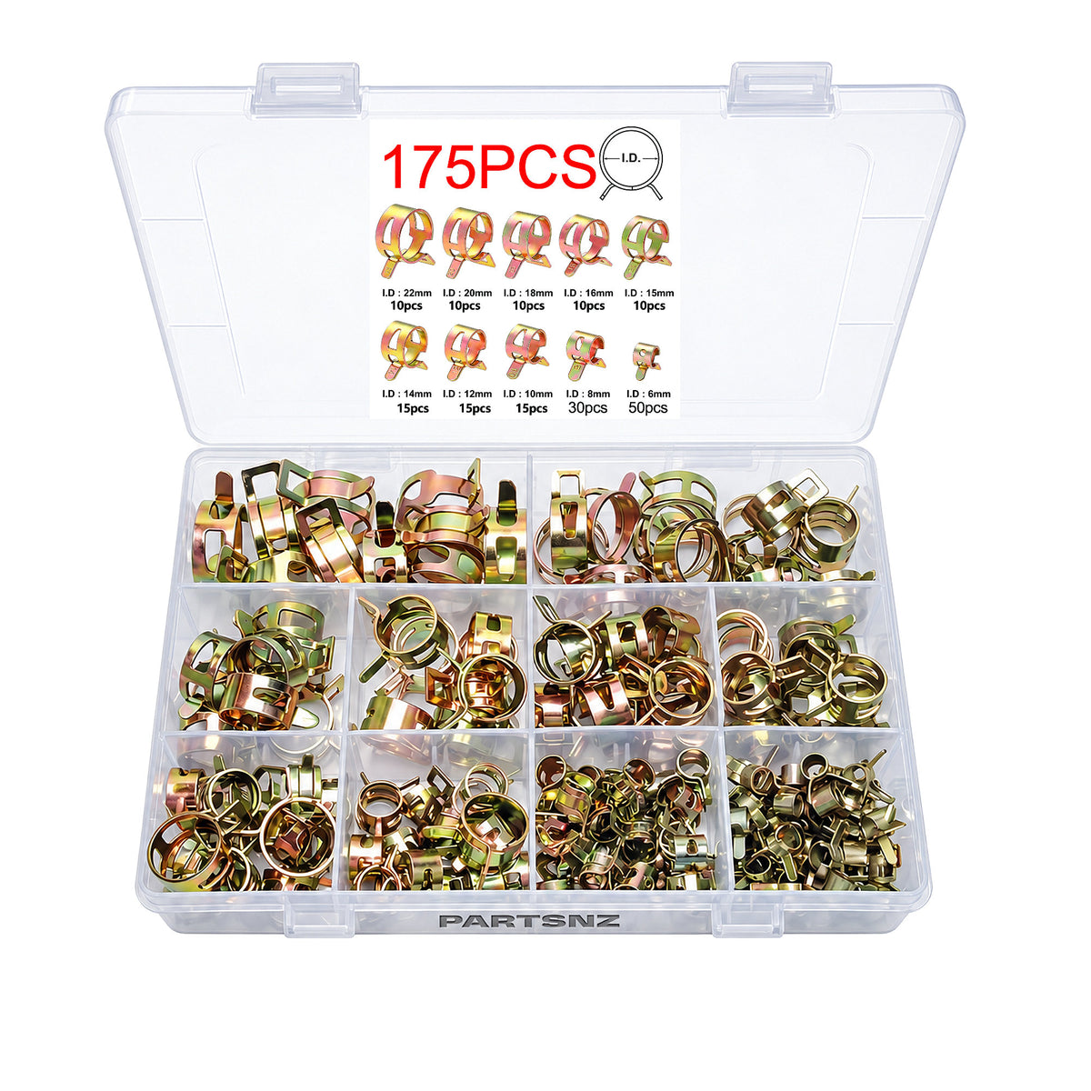 Hose Spring Clamps 175 Piece Assortment Q673B