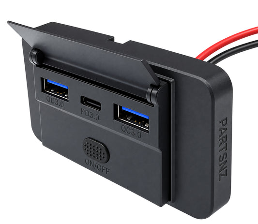 3-Port 12v / 24v USB Outlet Panel Wall Mount Charger