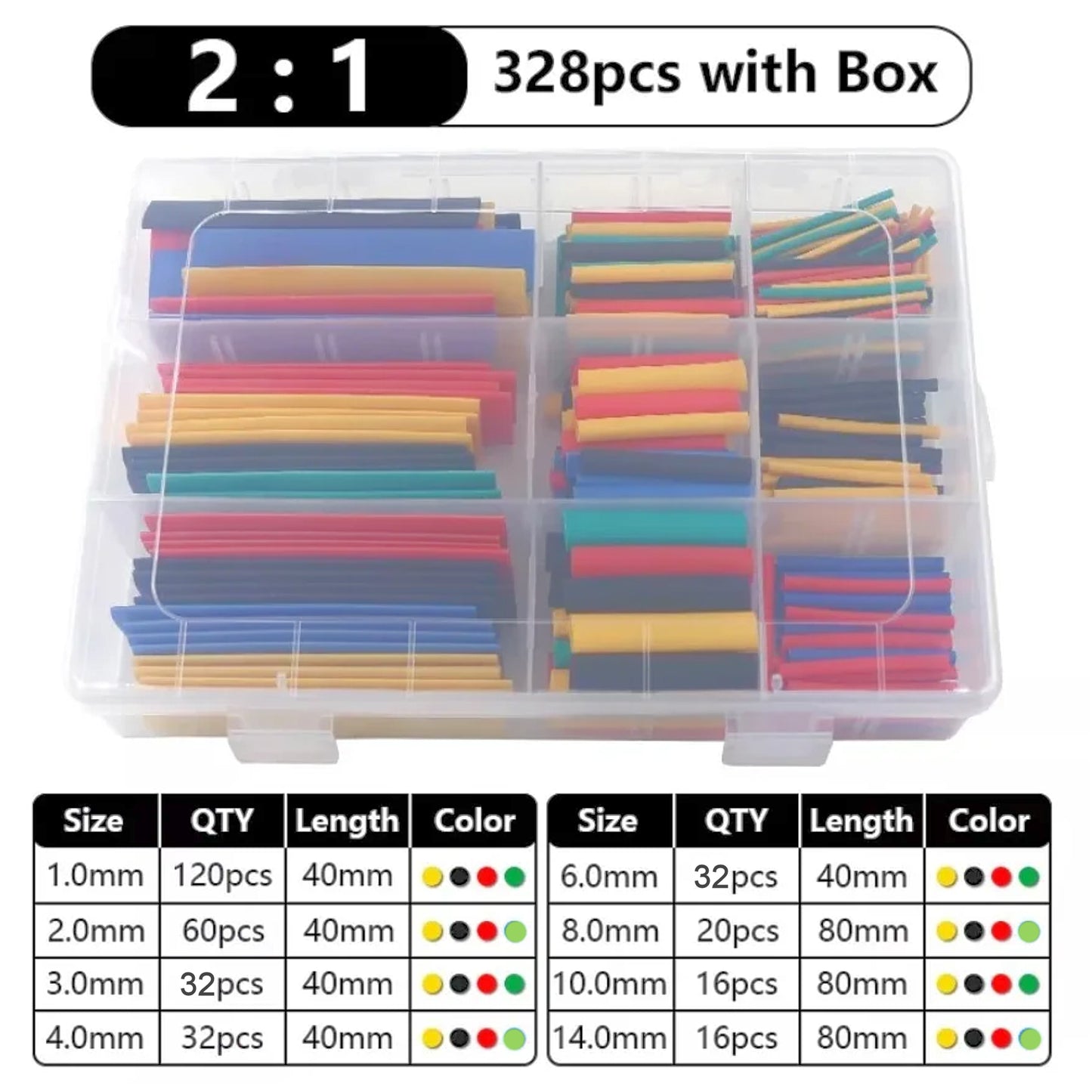 Heat Shrink 328 Piece Set With Plastic Box & Lid - PARTSNZ - Premium Parts