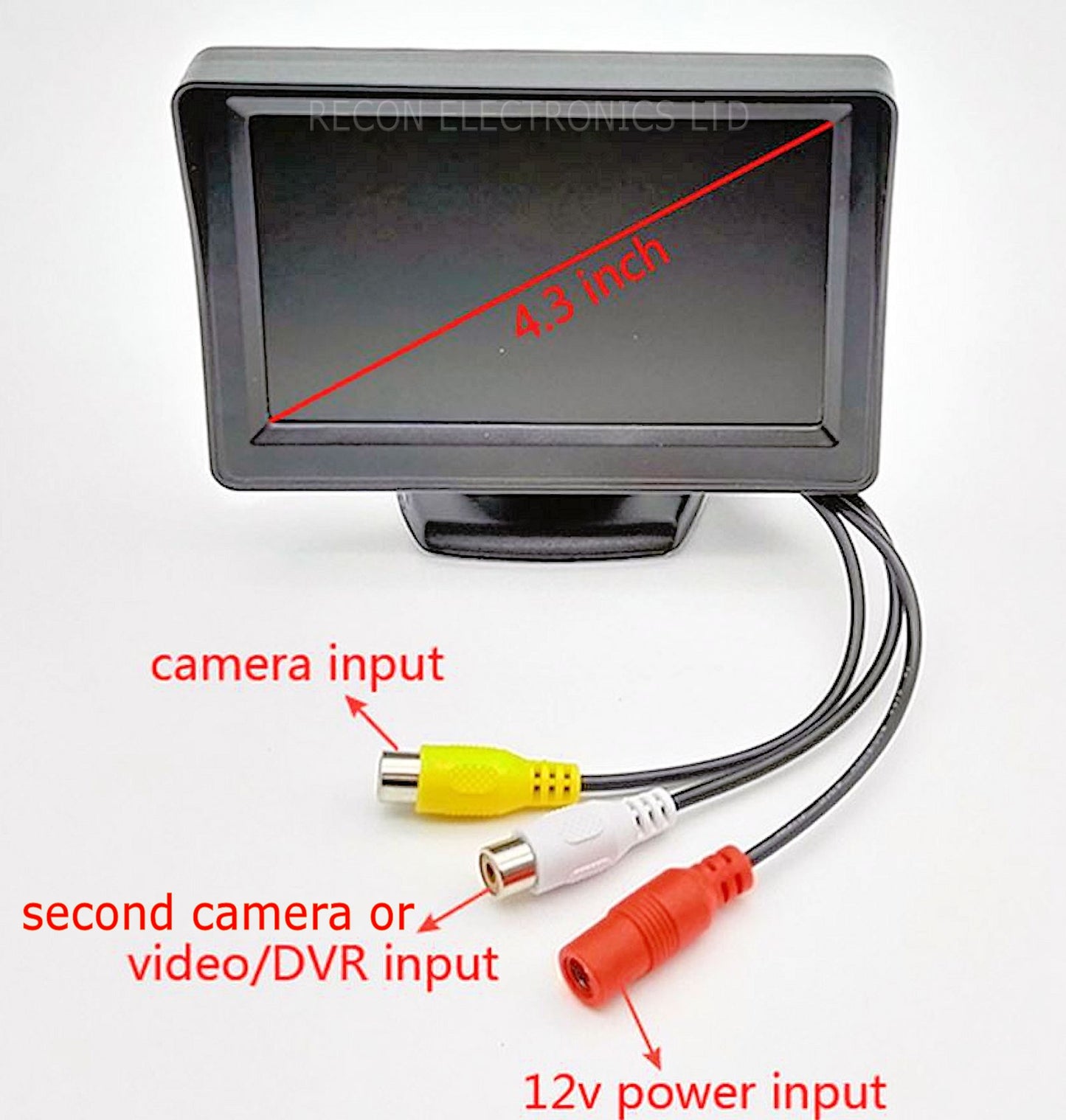 Reversing 4.3" 12v to 24v Color Monitor With Dual Video Input