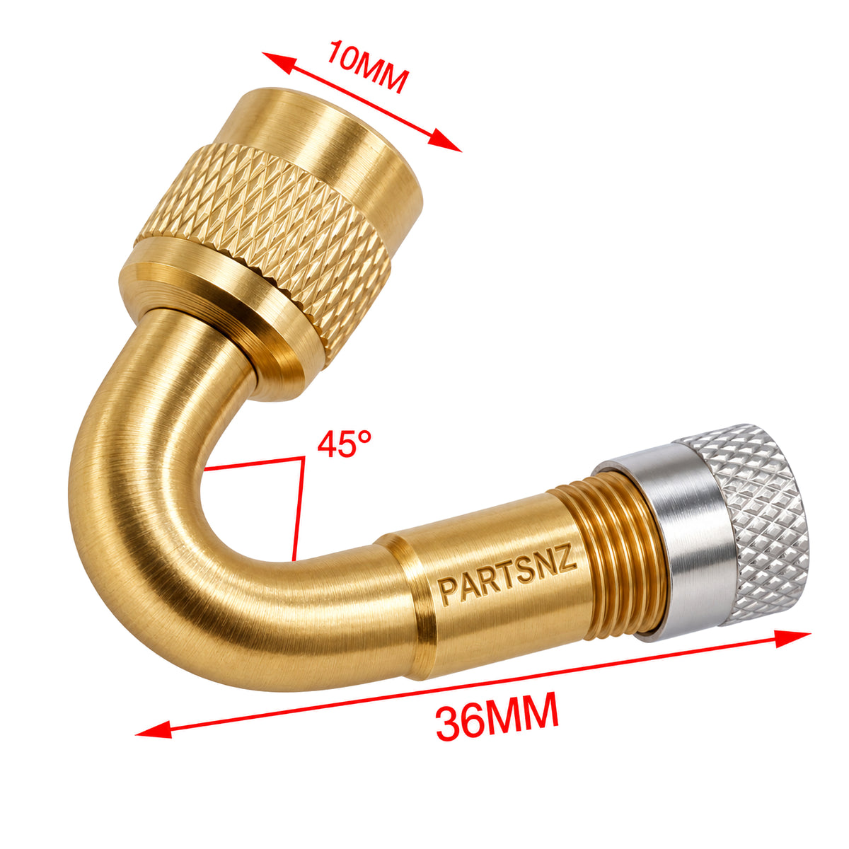 UNIVERSAL 45° Tyre Tube Valve Stem Extension Adapter & Cap