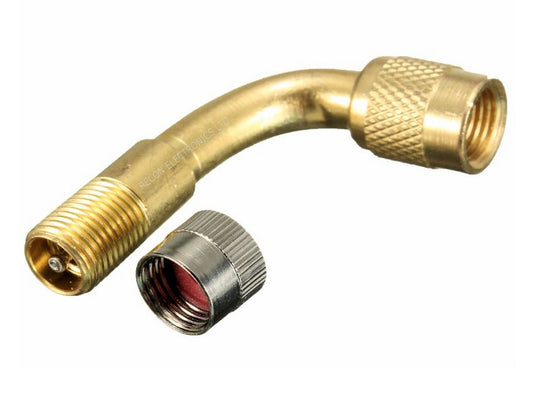 Tyre Tube Valve Stem 90° Extension Adapter & Cap - Universal