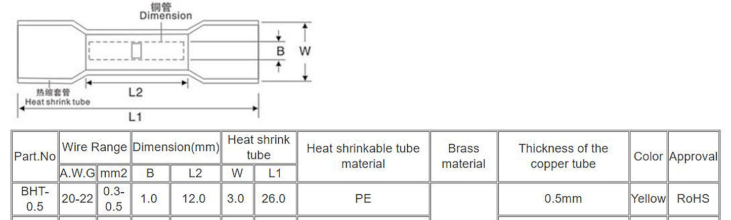 Heat Shrink - Butt Wire Crimp - Insulated Waterproof Connectors x 20