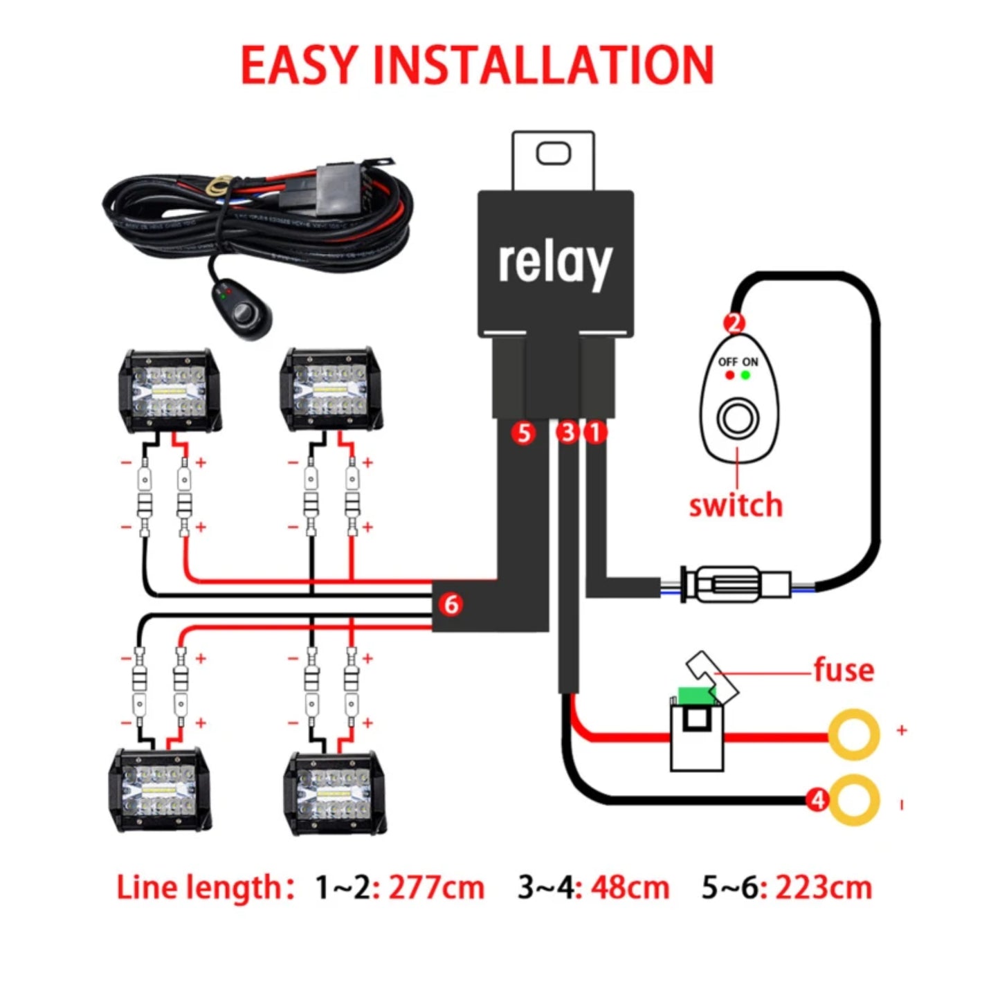 Spot - Fog - Flood Light Wiring Harness Kit - Universal - 12v - PARTSNZ - Premium Parts