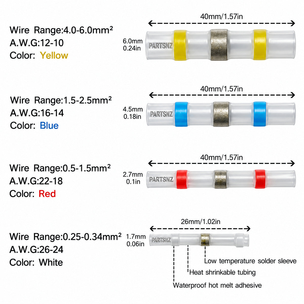 Heat Shrink Waterproof Pre-Soldered Connectors