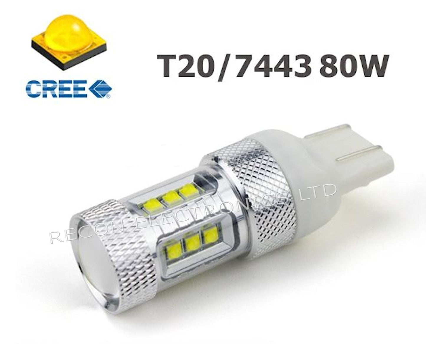 Indicator, Spot, Reversing & DRL Light Bulb CREE LED 80W T20 - White