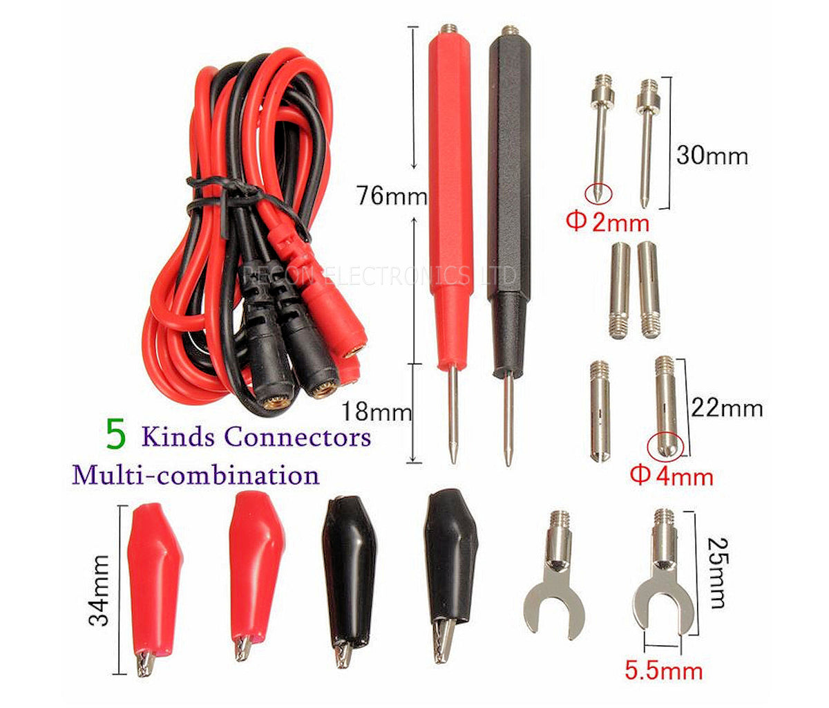 Multifunction Probe Multifunction Digital Multimeter Probes + Test Leads - Alligator Clips ...