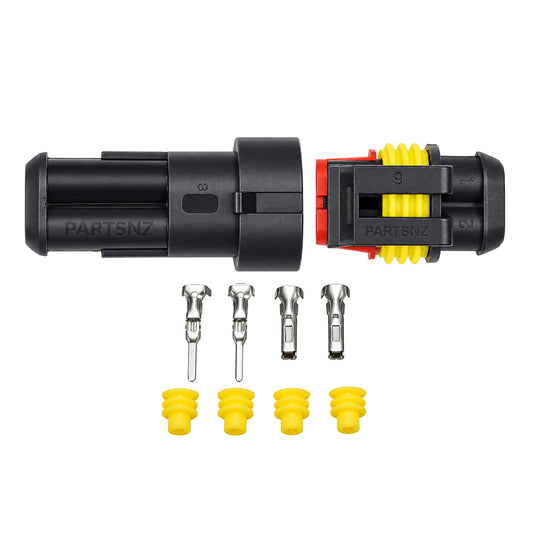 Automotive Electrical 2 Pin Dust & Weatherproof Male & Female Plug Kit