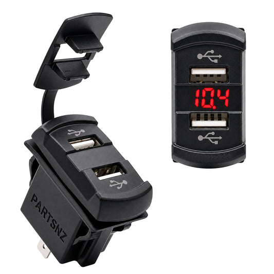 Dual USB Fast Charger With Built In Voltage Meter - USB Type A